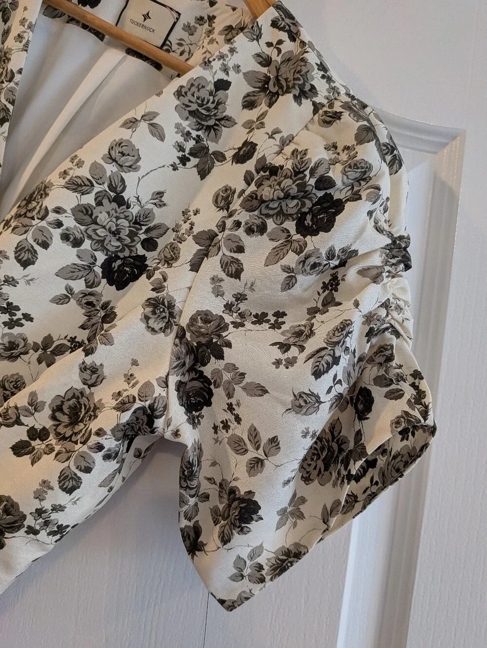 Tuckernuck Lisle Floral Peplum Top Puff Sleeve Blouse Preppy Office Size XL NWOT